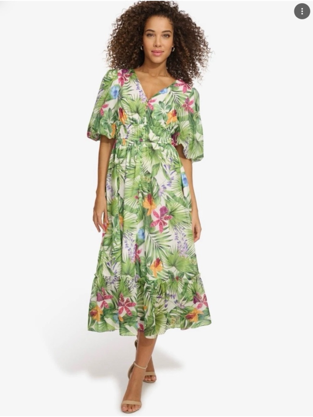 $128 Kensie Women's Floral-Print Balloon-Sleeve Maxi Dress SZ 10 NWT